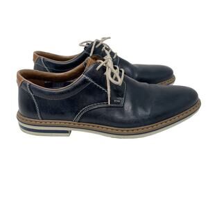 Rieker Mens 43 / US 9.5-10 Blue Dustin Derby Oxford Shoes Dress Leather Lace Up